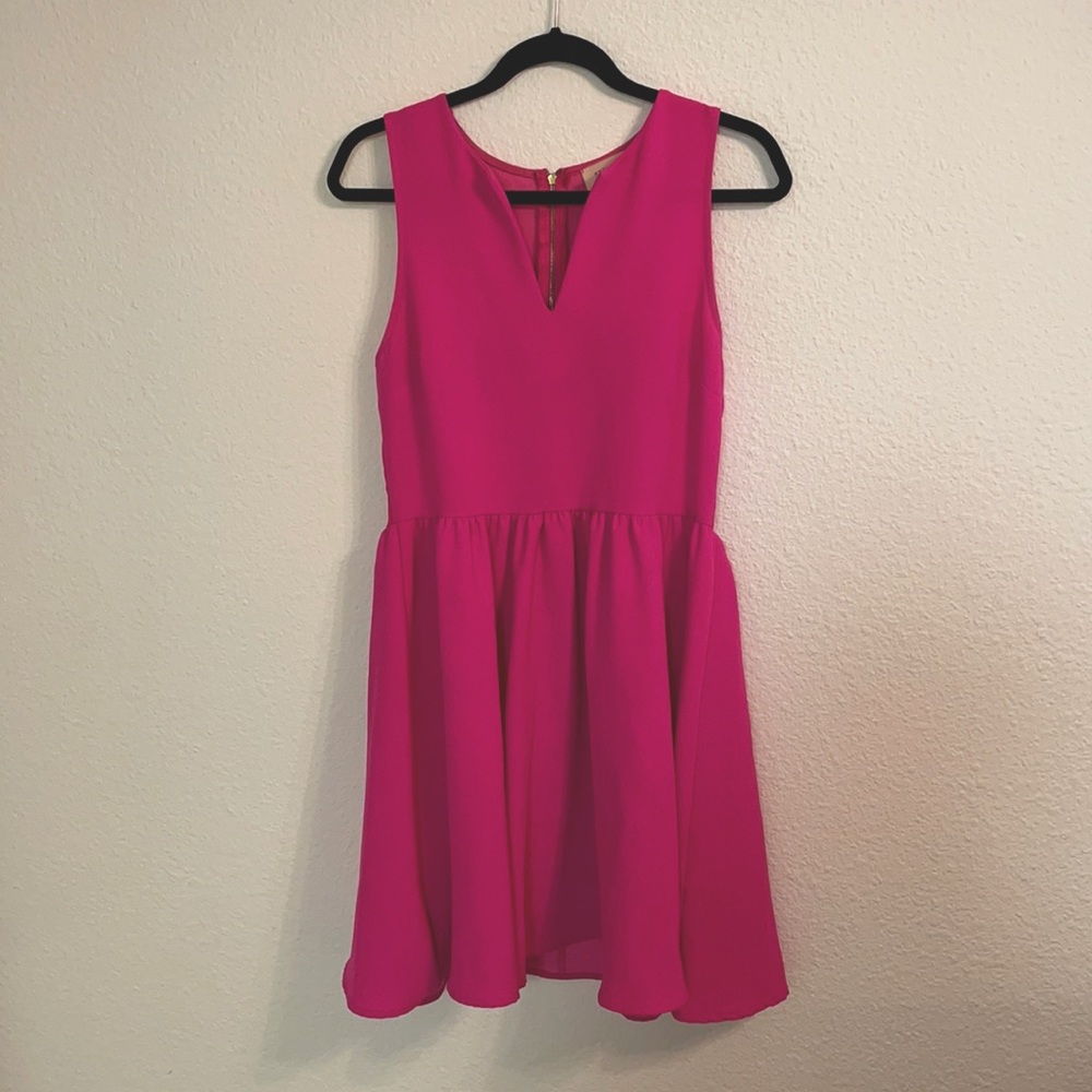 Hot pink gold back zipper dress